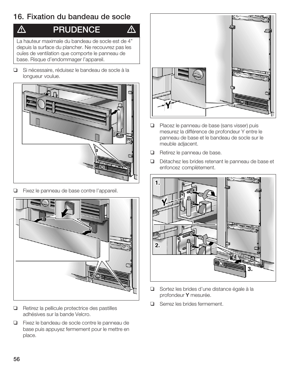 Prudence, Fixation du bandeau de socle | Thermador T36IB70NSP User Manual | Page 56 / 104