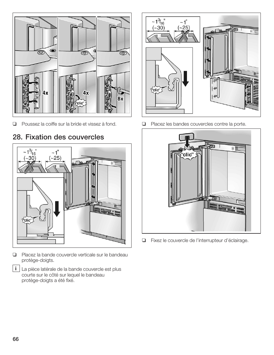 Fixation des couvercles | Thermador T36IB70NSP User Manual | Page 66 / 104