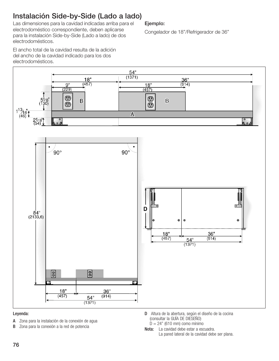 Instalación sidećbyćside (lado a lado) | Thermador T36IB70NSP User Manual | Page 76 / 104