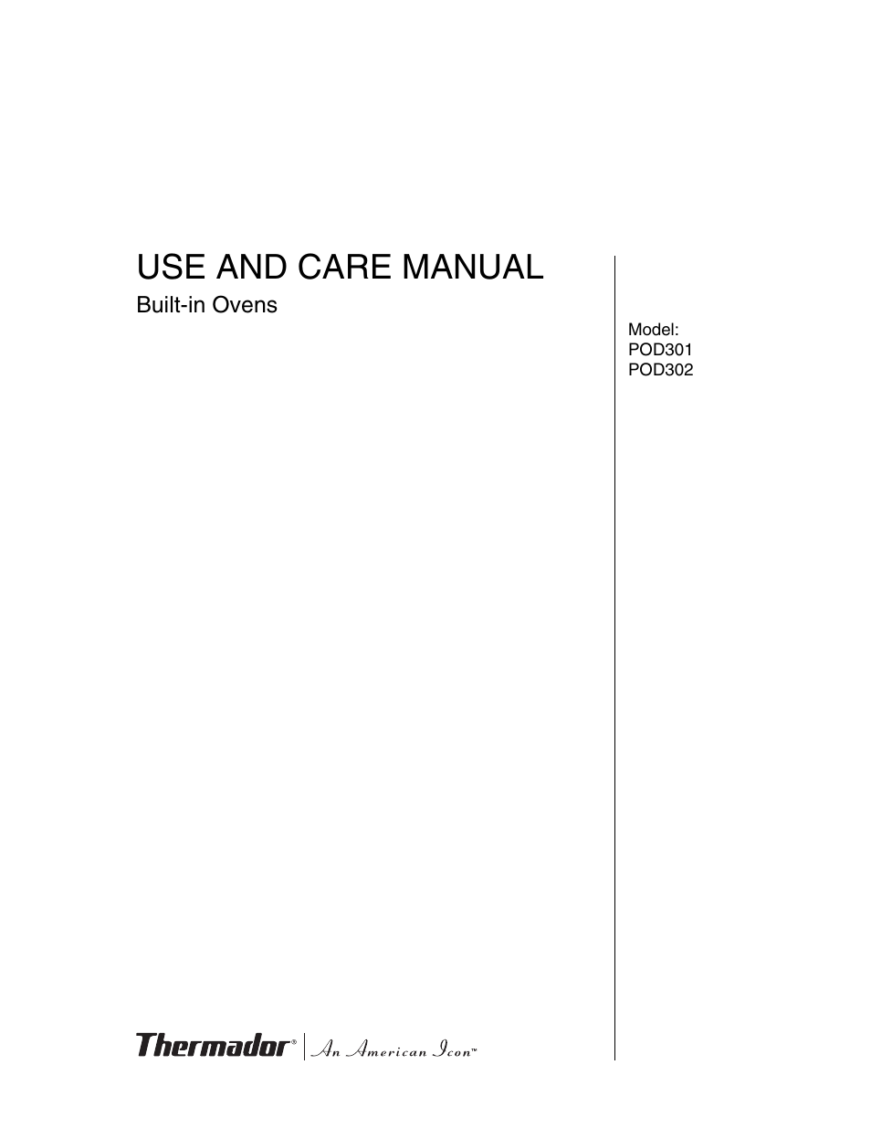 Thermador POD 302 User Manual | 48 pages