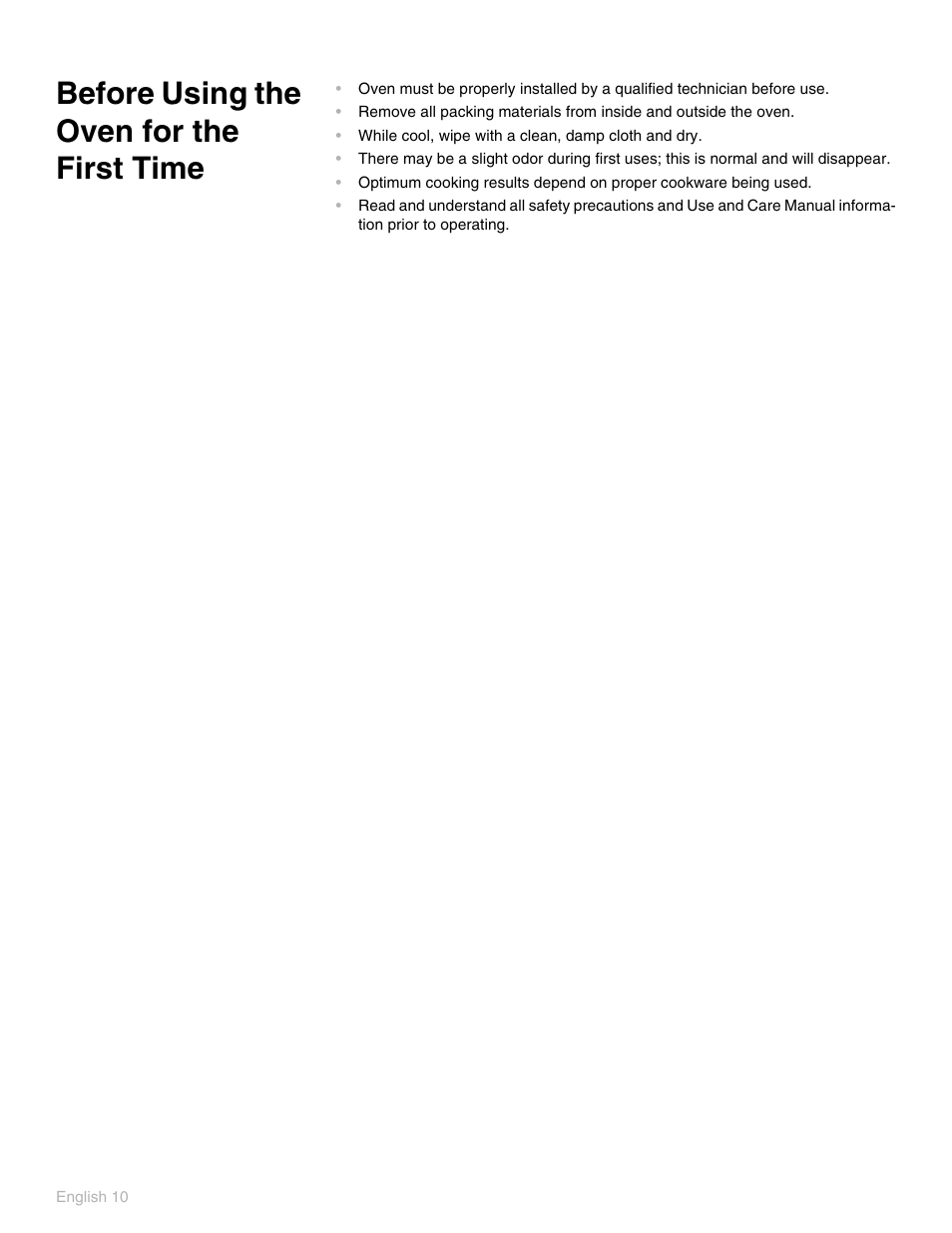 Before using the oven for the first time | Thermador POD 302 User Manual | Page 14 / 48