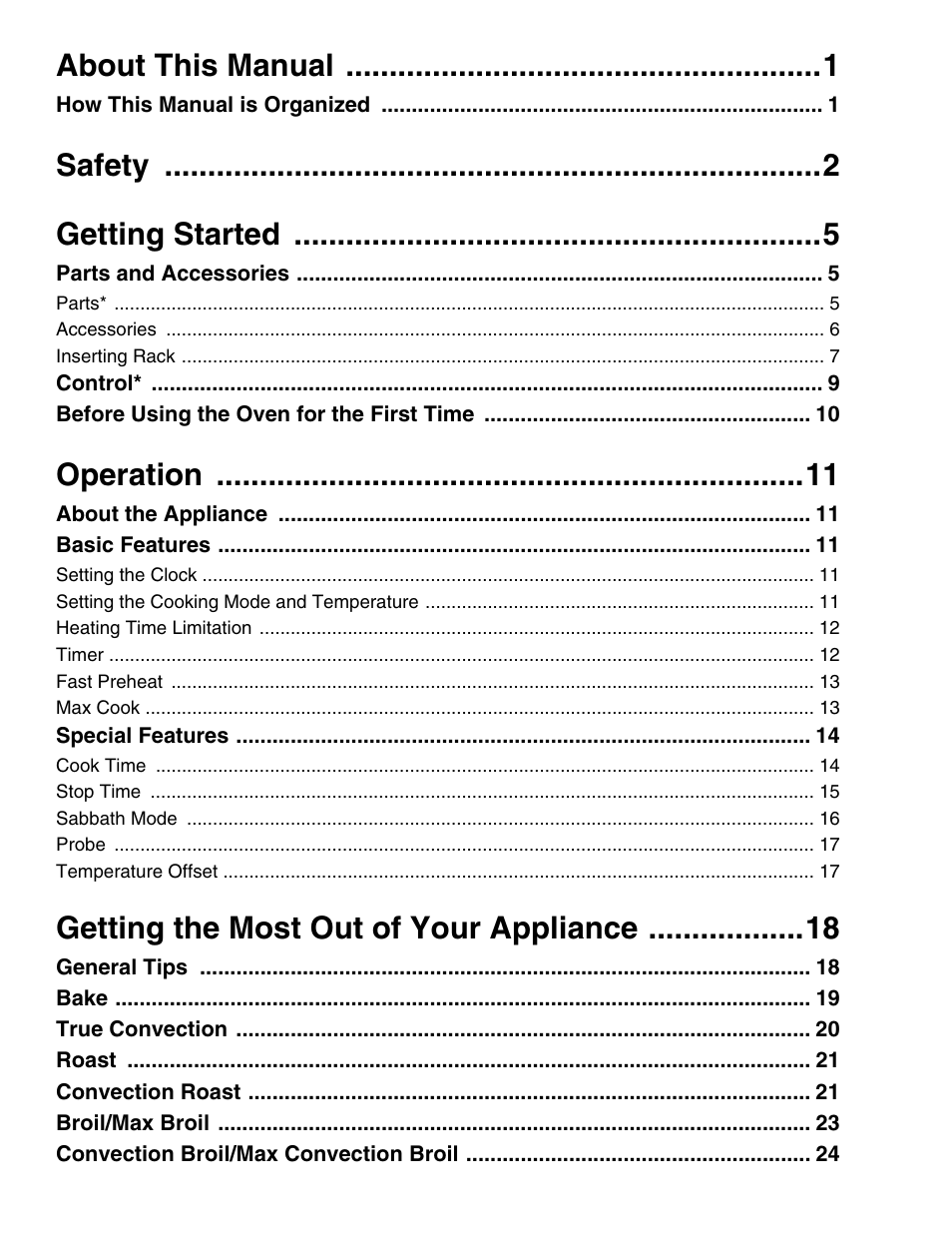 About this manual, Safety getting started, Operation | Getting the most out of your appliance | Thermador POD 302 User Manual | Page 3 / 48