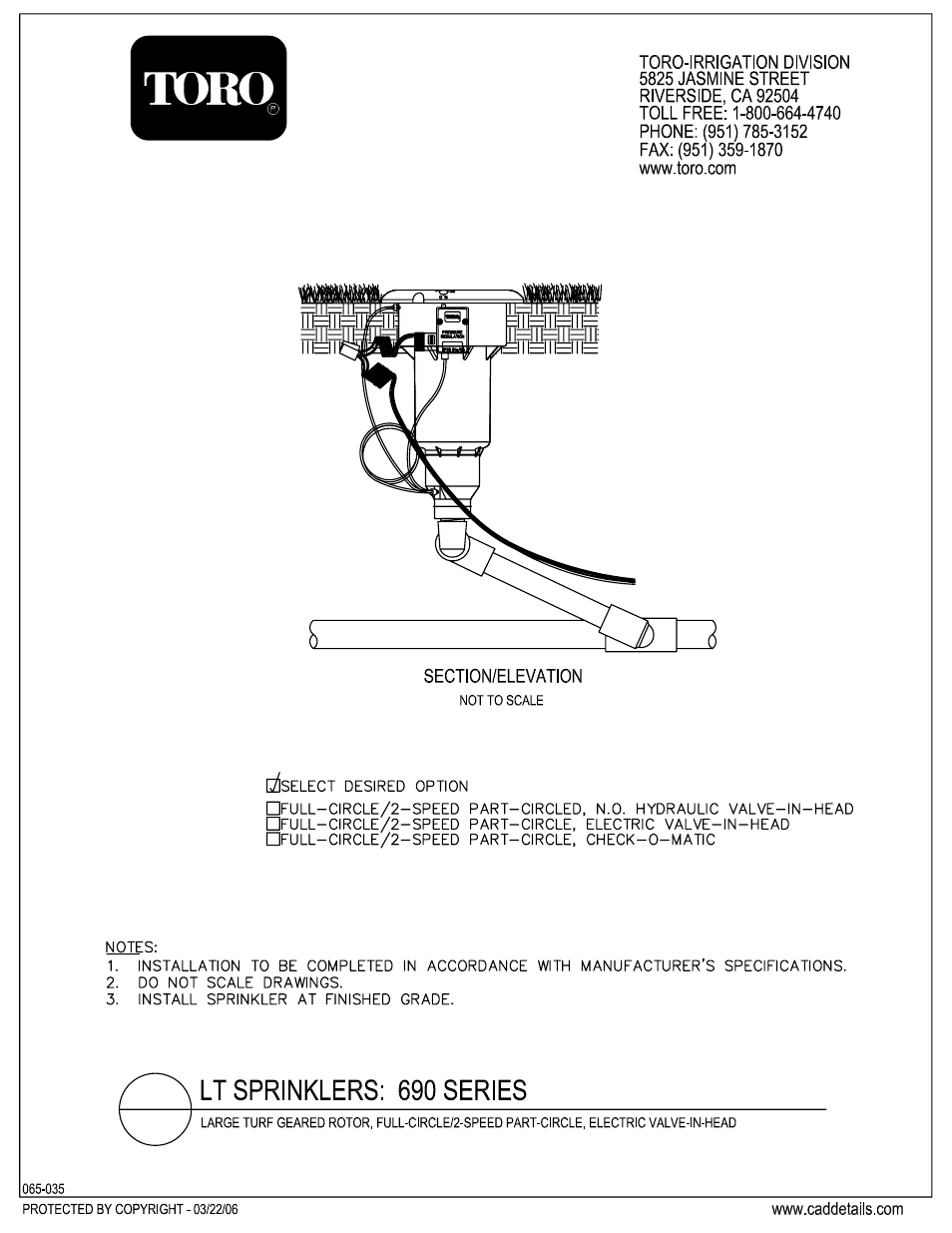 Toro 690 User Manual | 1 page