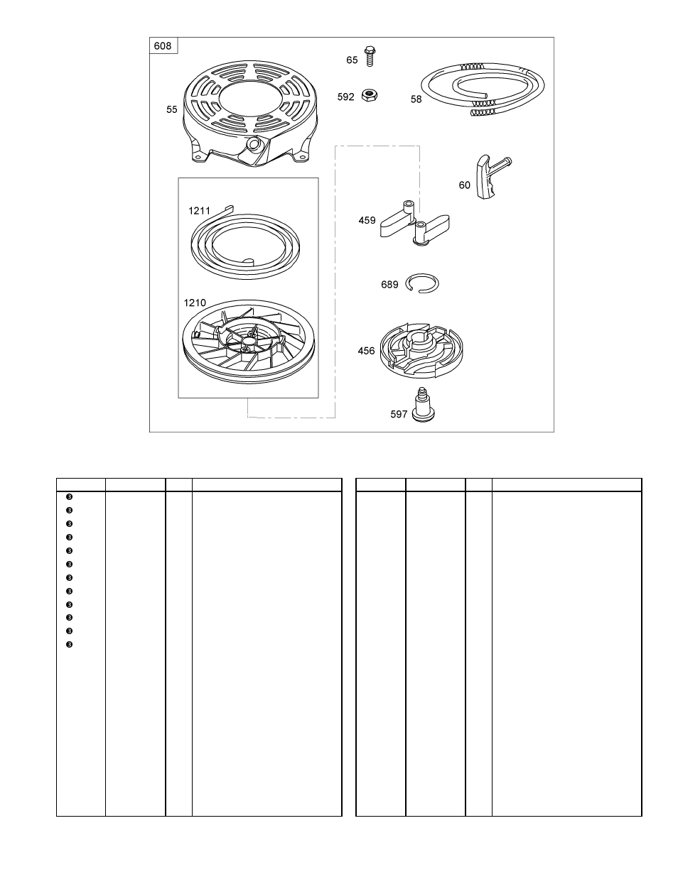 Starter assembly | Toro SUPER RECYCLER 20055 User Manual | Page 19 / 24
