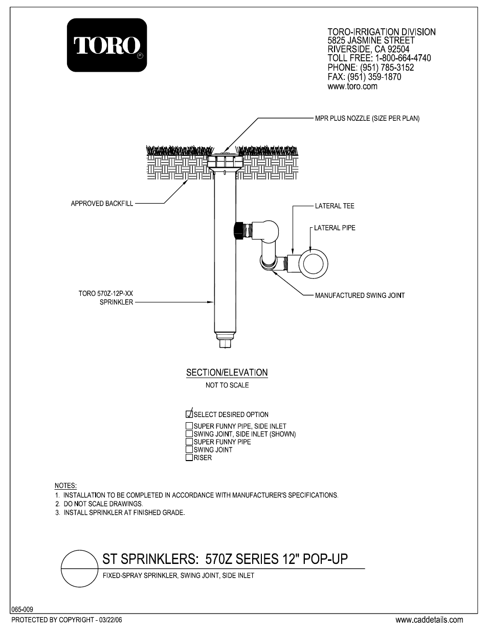 Toro 570Z User Manual | 1 page