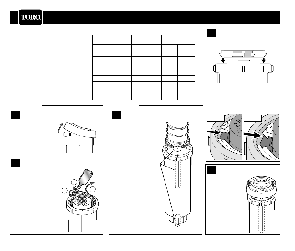 720g s, Pecifications and, Ervice | Nstructions, Install snap ring, Install rubber cover, Remove snap ring, Remove rubber cover, Install sprinkler assembly, Specifications | Toro MULTIMATIX 720G User Manual | Page 2 / 2