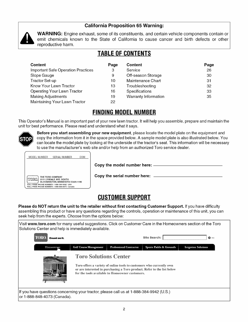 Toro 13AX60RG744 User Manual | Page 2 / 36
