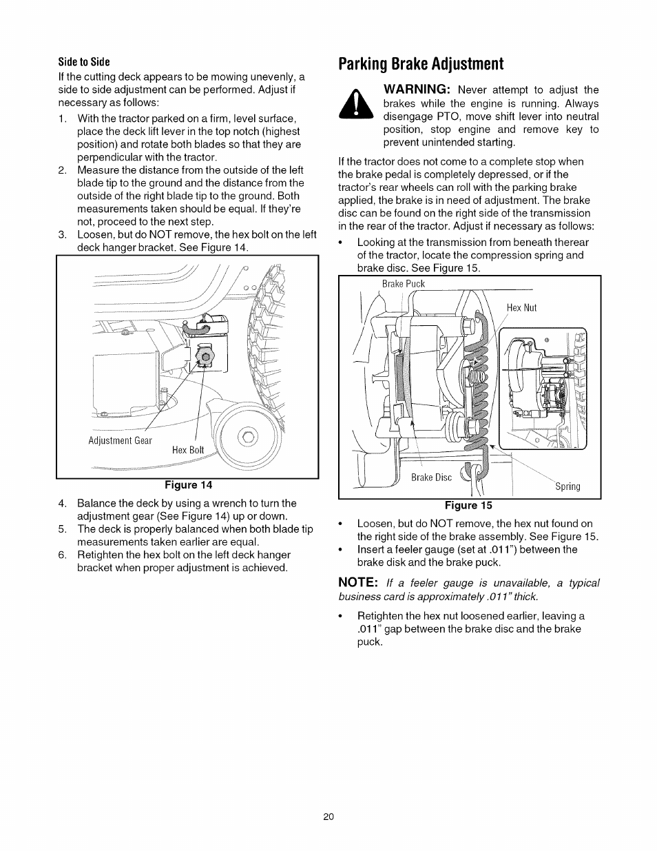 Parking brake adjustment | Toro 13AX60RG744 User Manual | Page 20 / 36