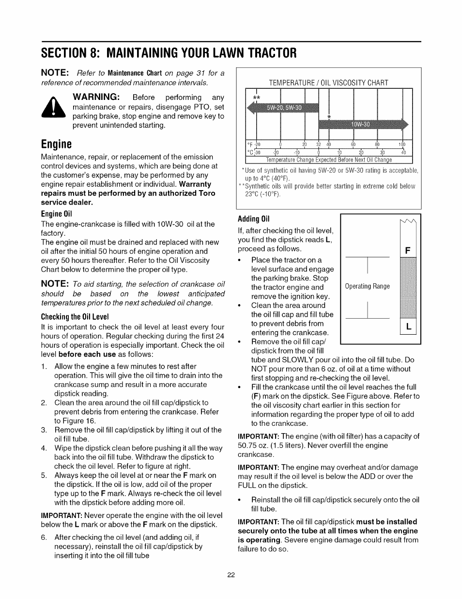 Engine | Toro 13AX60RG744 User Manual | Page 22 / 36