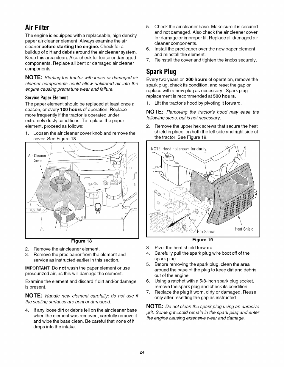 Air filter, Spark plug | Toro 13AX60RG744 User Manual | Page 24 / 36