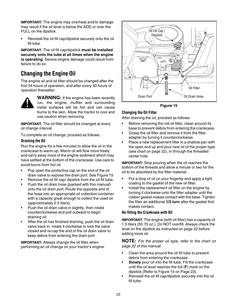 Changing the engine oil | Toro LX420 User Manual | Page 23 / 36