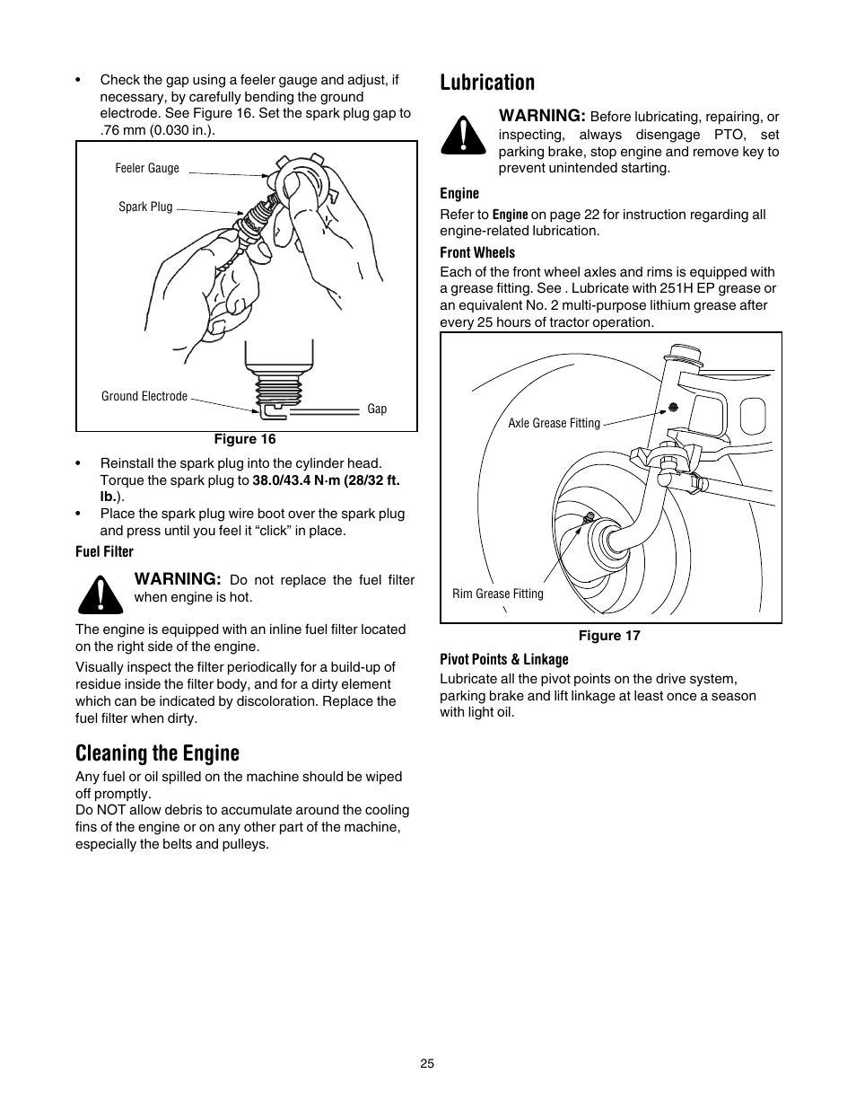 Cleaning the engine, Lubrication | Toro LX420 User Manual | Page 25 / 36