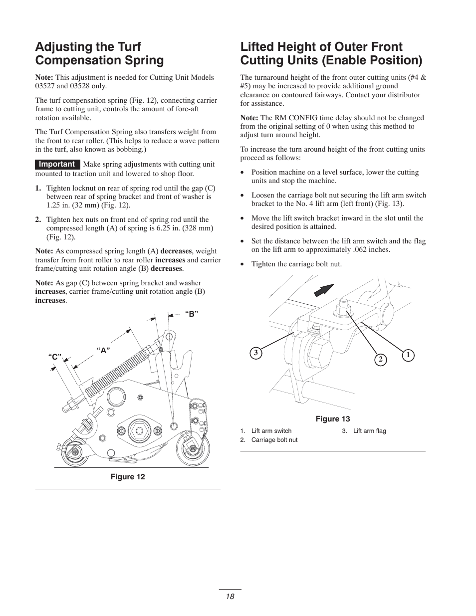 Adjusting the turf compensation spring | Toro 5400-D User Manual | Page 18 / 52