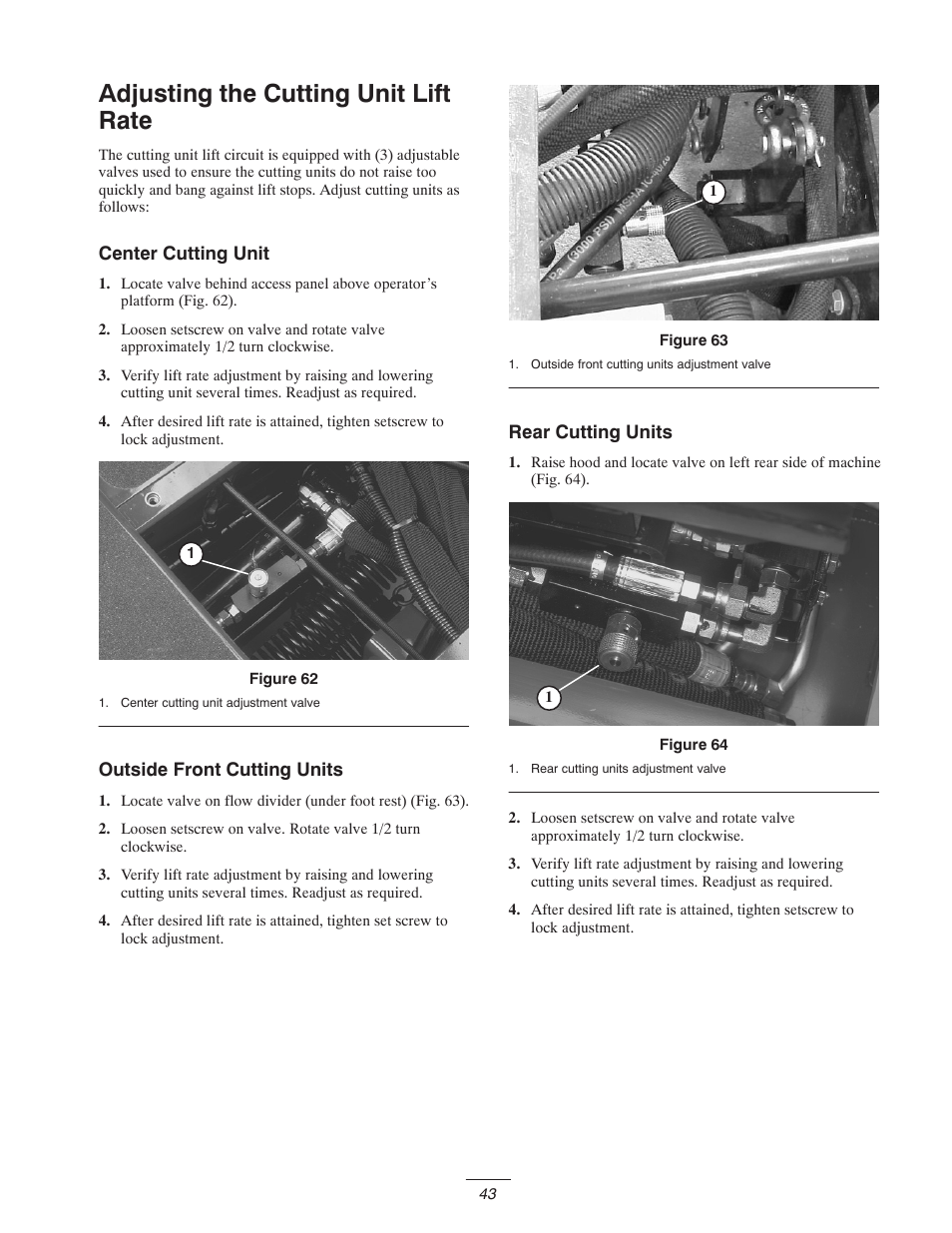 Adjusting the cutting unit lift rate | Toro 5400-D User Manual | Page 43 / 52