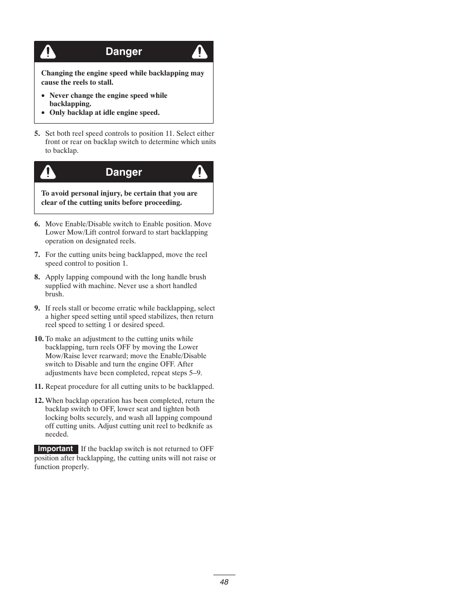 Danger | Toro 5400-D User Manual | Page 48 / 52