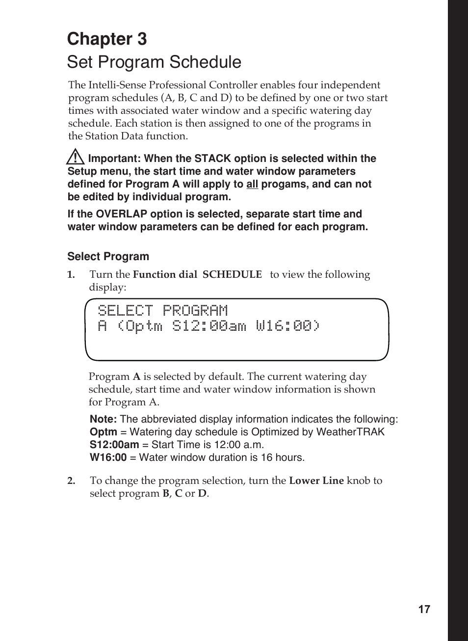 Chapter 3 set program schedule | Toro 12 User Manual | Page 23 / 88
