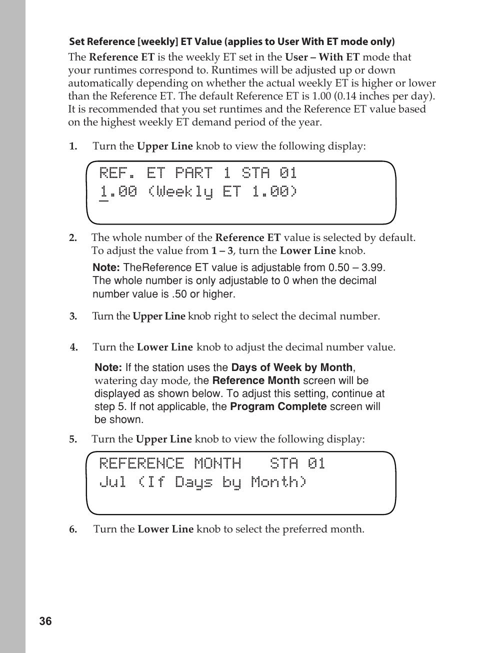 Reference month sta 01 jul (if days by month) | Toro 12 User Manual | Page 42 / 88