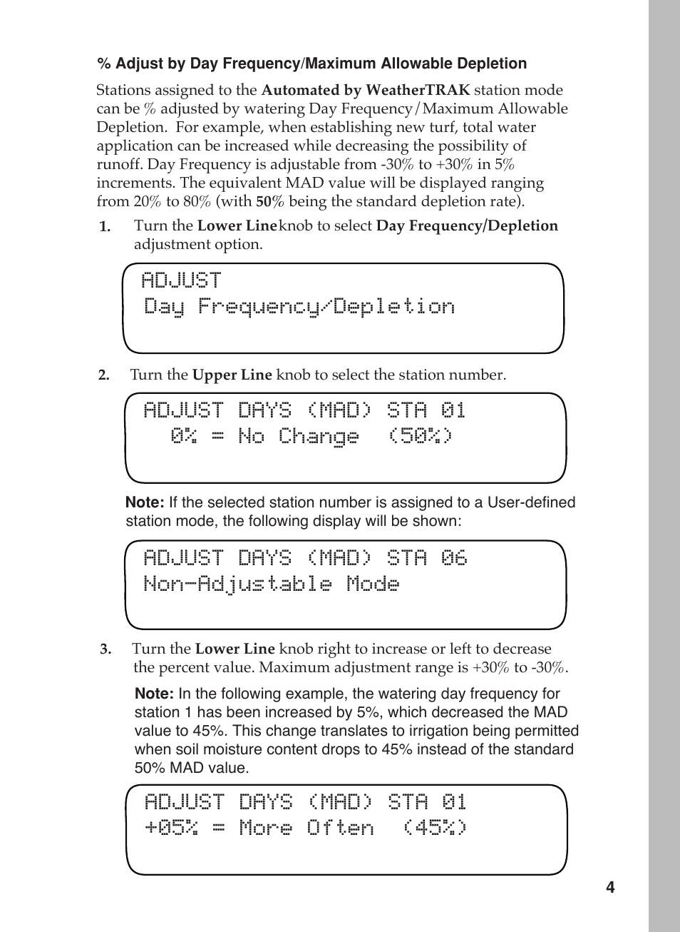 Day frequency/depletion adjust | Toro 12 User Manual | Page 51 / 88