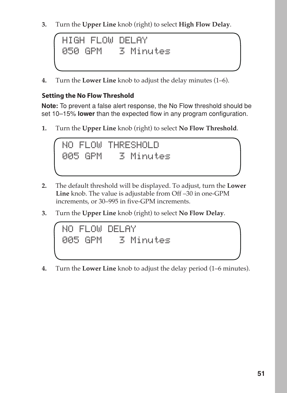 No flow delay 005 gpm 3 minutes | Toro 12 User Manual | Page 57 / 88