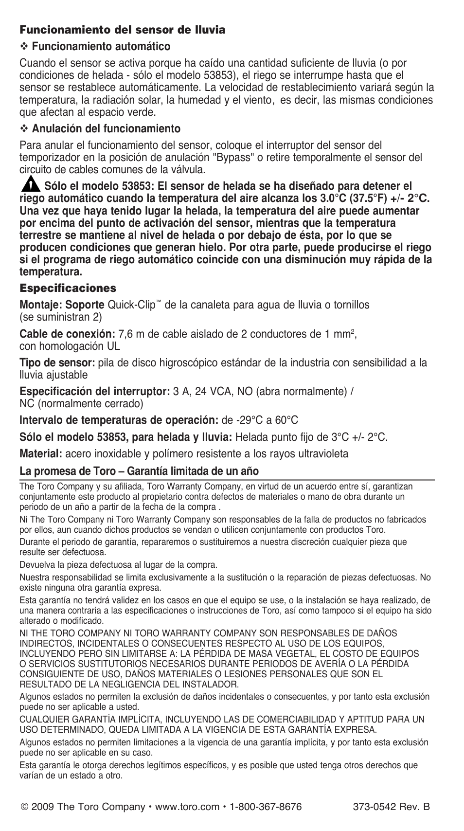 Toro WIRED RAINSENSOR 53853 User Manual | Page 12 / 12