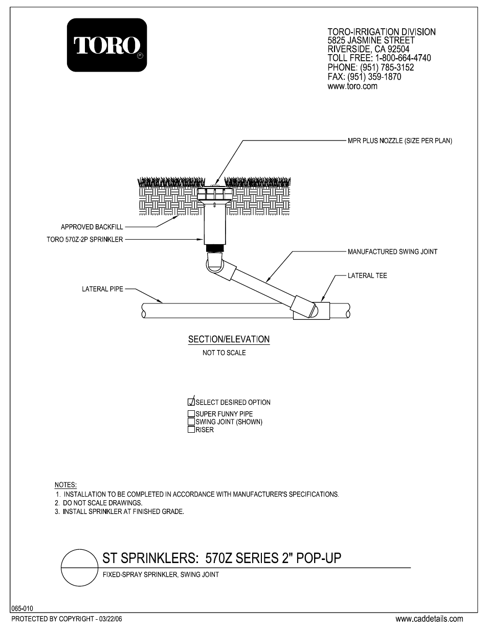 Toro ZSERIES 570Z User Manual | 1 page