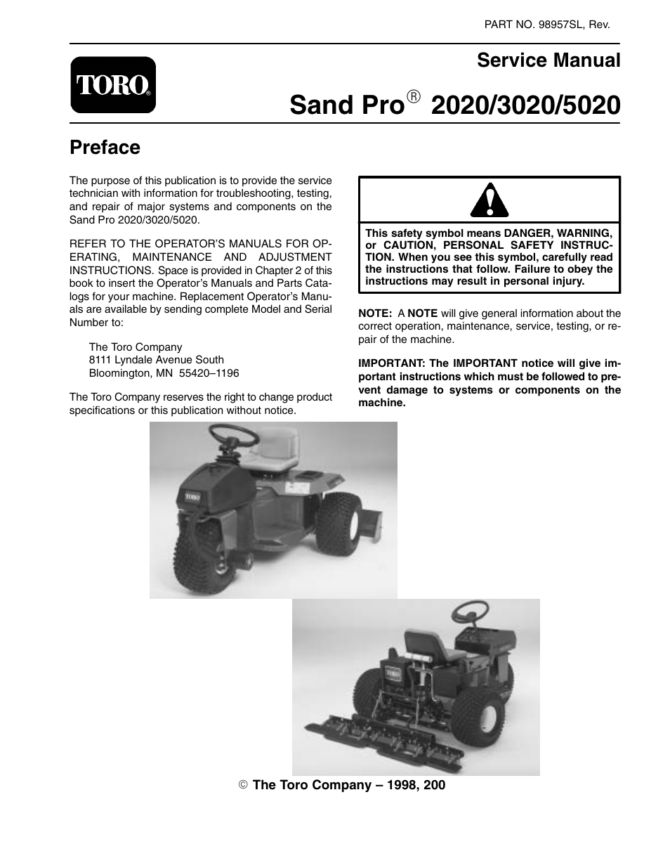 Toro Sand Pro 5020 User Manual | 170 pages