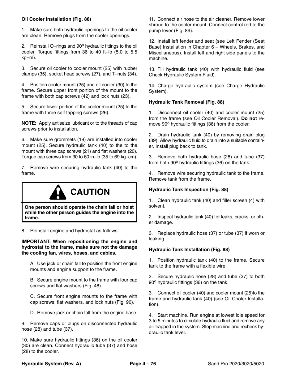 Caution | Toro Sand Pro 5020 User Manual | Page 126 / 170