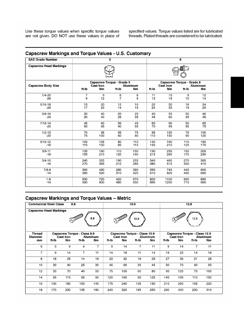 General torque specifications, Torque specifications | Toro Sand Pro 5020 User Manual | Page 13 / 170