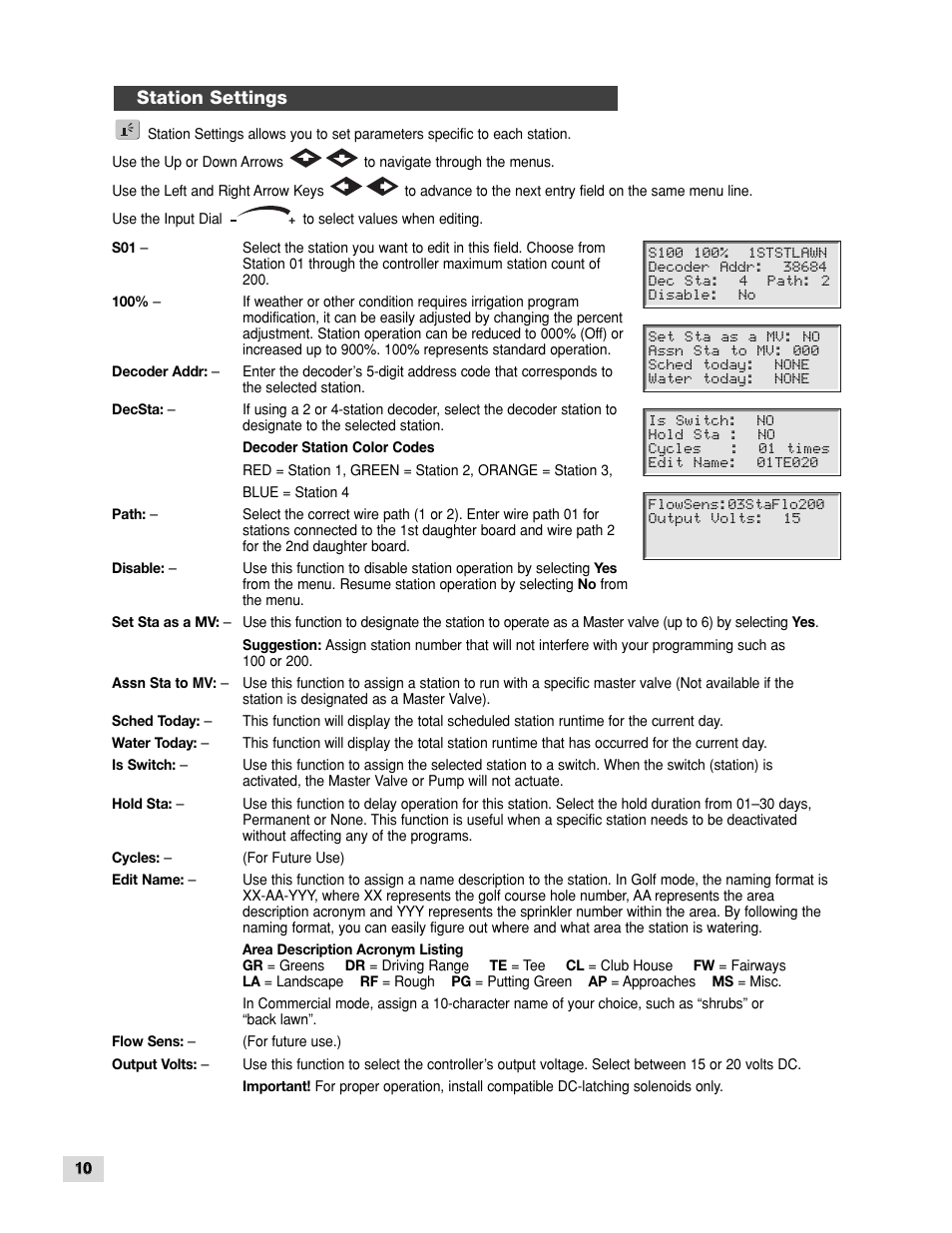 Station settings | Toro TDC-100/200 User Manual | Page 10 / 20