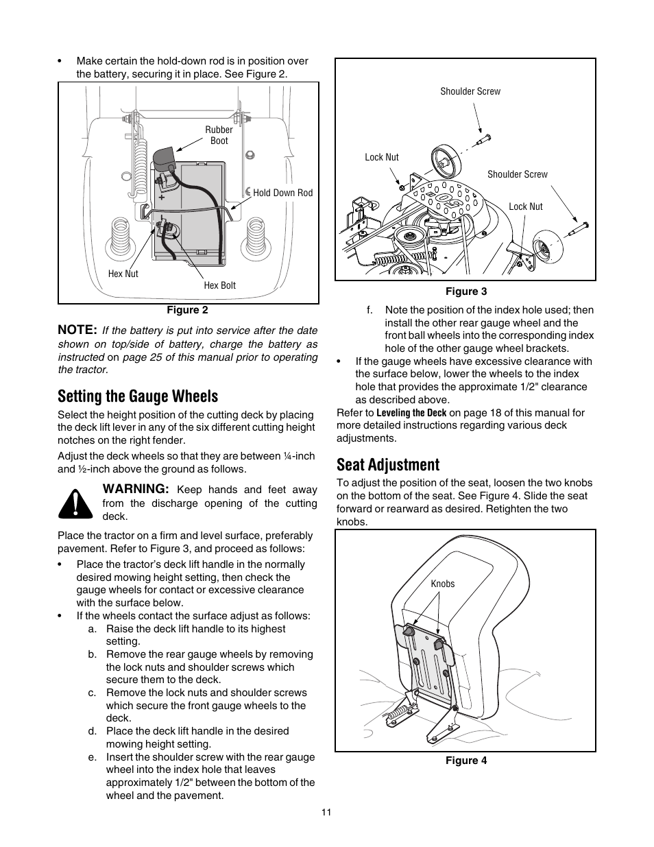 Setting the gauge wheels, Seat adjustment | Toro 14AP80RP744 User Manual | Page 11 / 32