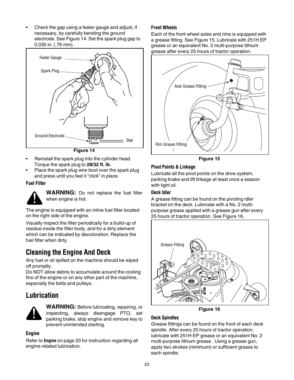 Cleaning the engine and deck, Lubrication | Toro 14AP80RP744 User Manual | Page 23 / 32