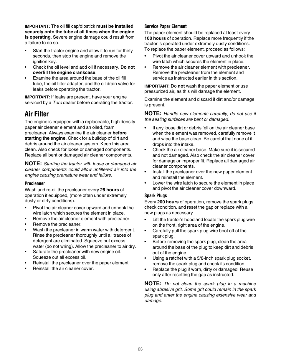 Air filter | Toro 14AK81RK744 User Manual | Page 23 / 36