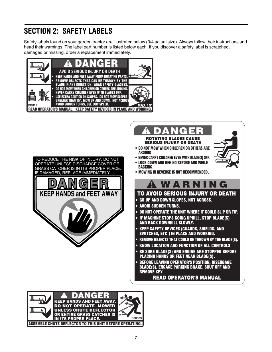 Section 2: safety labels, Danger | Toro 14AK81RK744 User Manual | Page 7 / 36