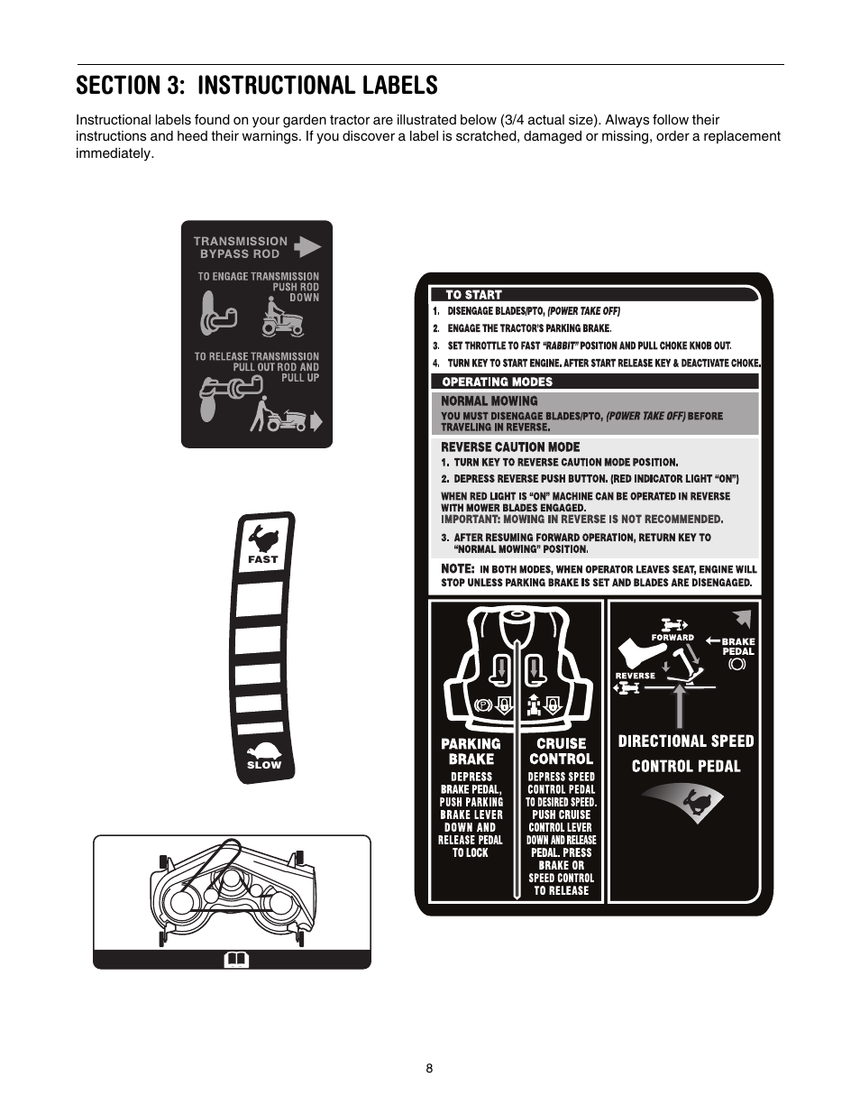 Section 3: instructional labels | Toro 14AK81RK744 User Manual | Page 8 / 36