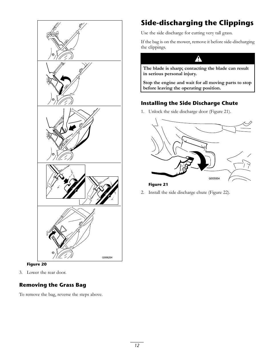 Side-discharging the clippings | Toro 20067 User Manual | Page 12 / 20