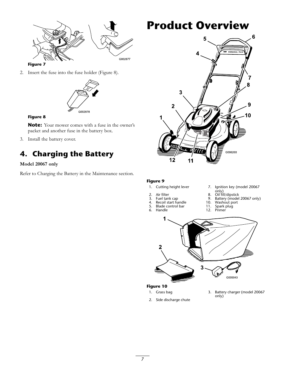 Product overview, Charging the battery | Toro 20067 User Manual | Page 7 / 20