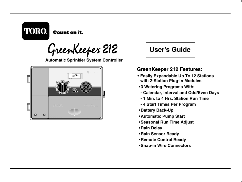 Toro GREENKEEPER 212 User Manual | 39 pages