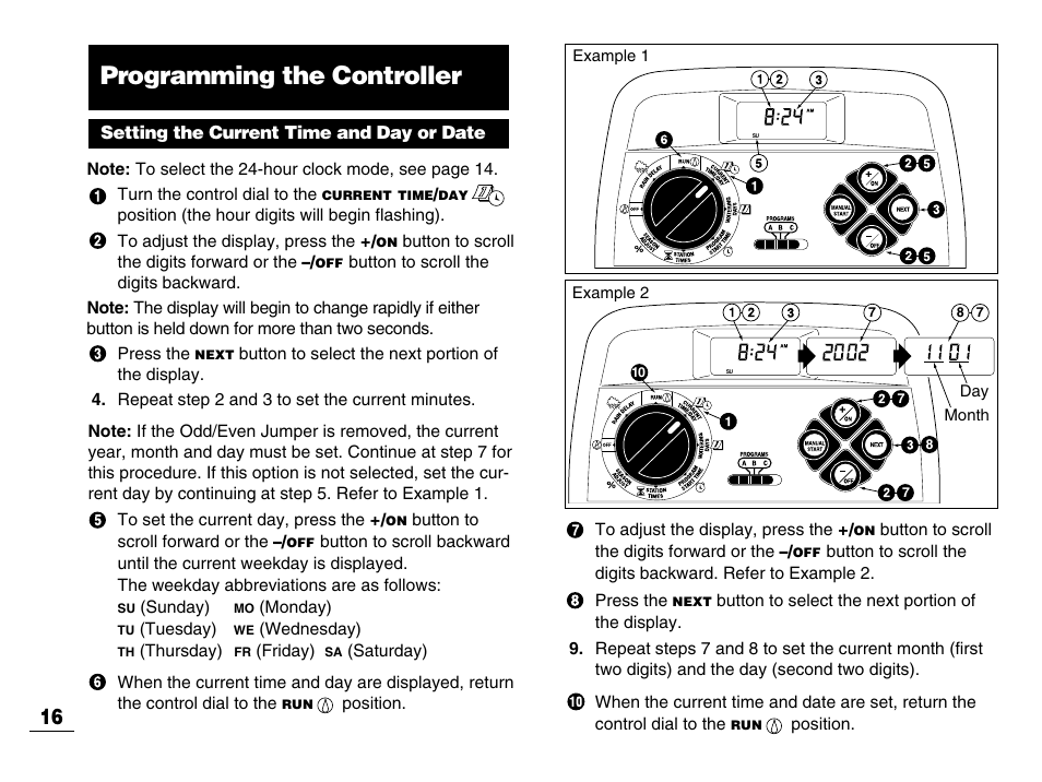 Programming the controller | Toro GREENKEEPER 212 User Manual | Page 17 / 39