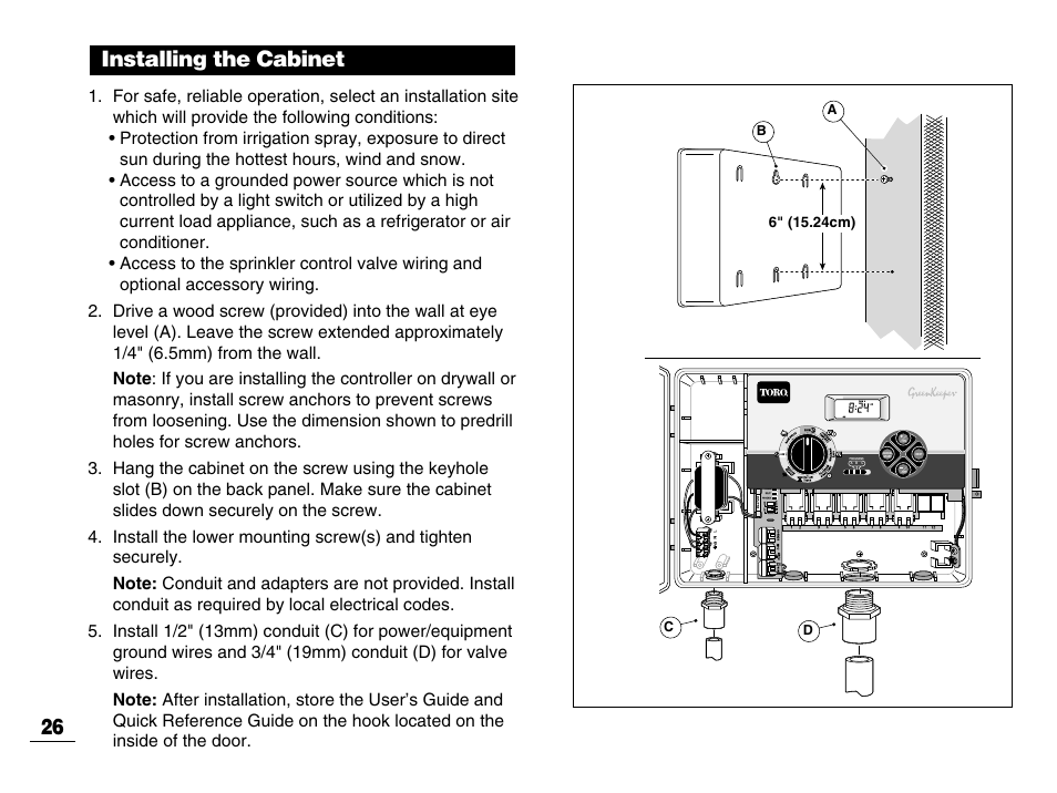 Installing the cabinet 26 | Toro GREENKEEPER 212 User Manual | Page 27 / 39