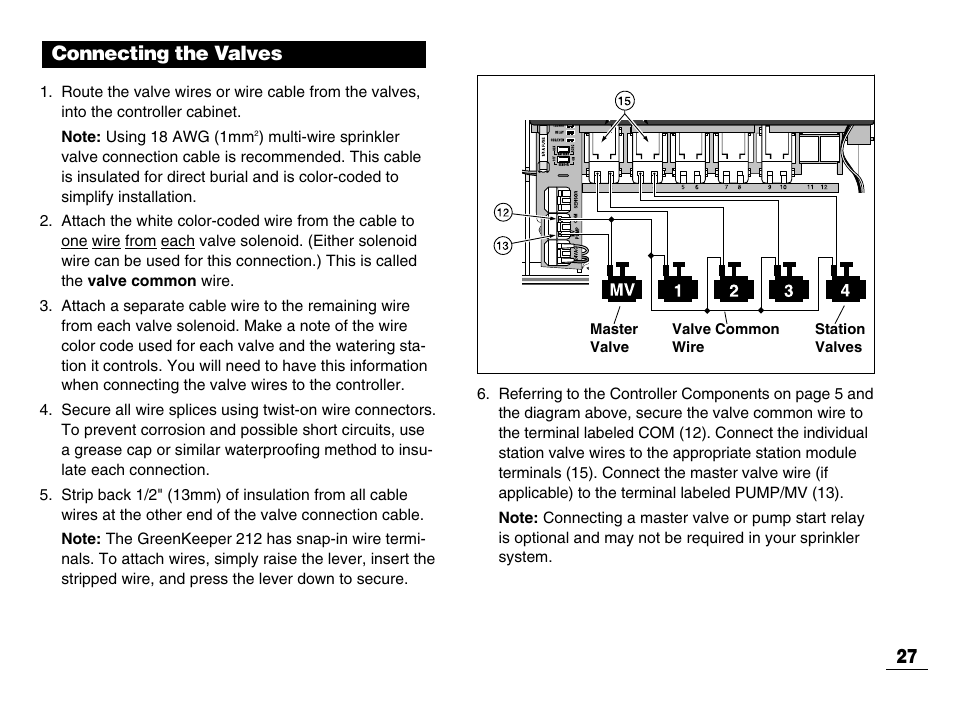 Connecting the valves 27 | Toro GREENKEEPER 212 User Manual | Page 28 / 39