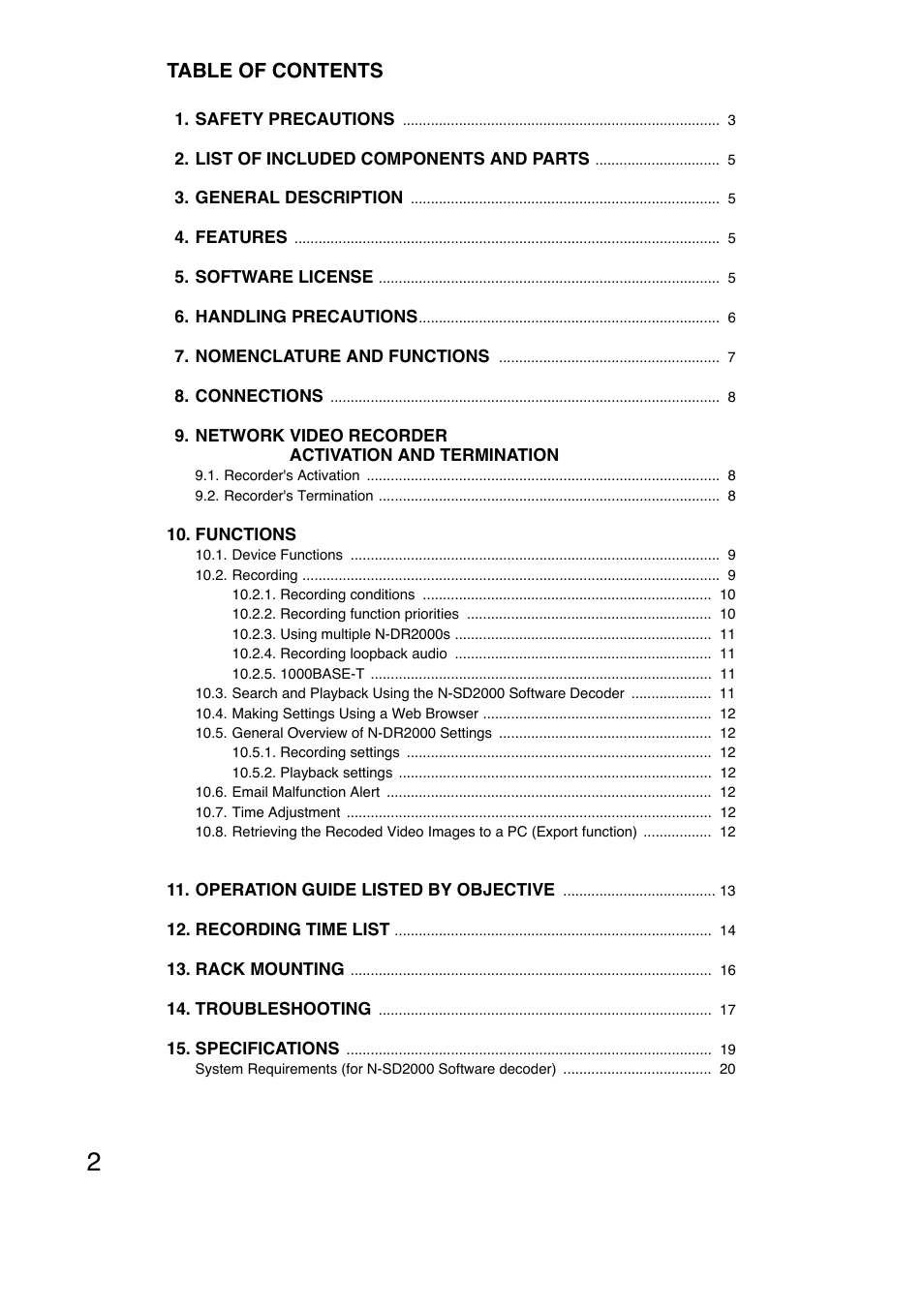 Toro N-DR2000 User Manual | Page 2 / 20