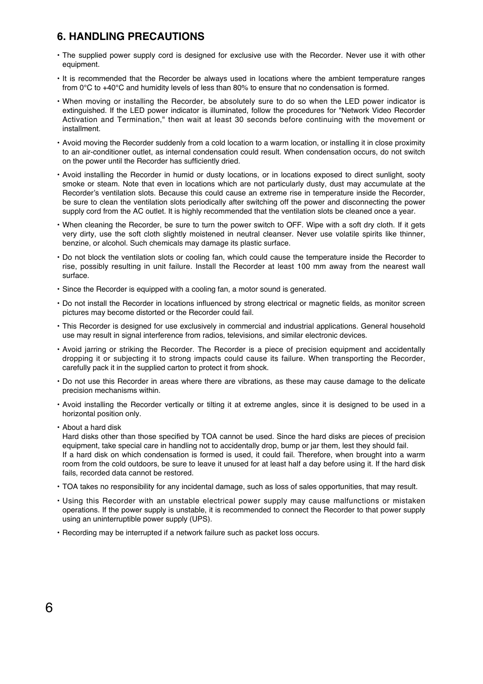 Handling precautions | Toro N-DR2000 User Manual | Page 6 / 20