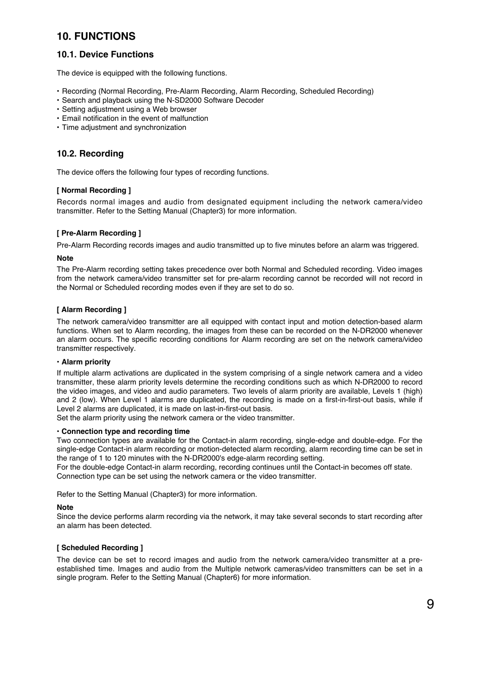 Functions | Toro N-DR2000 User Manual | Page 9 / 20
