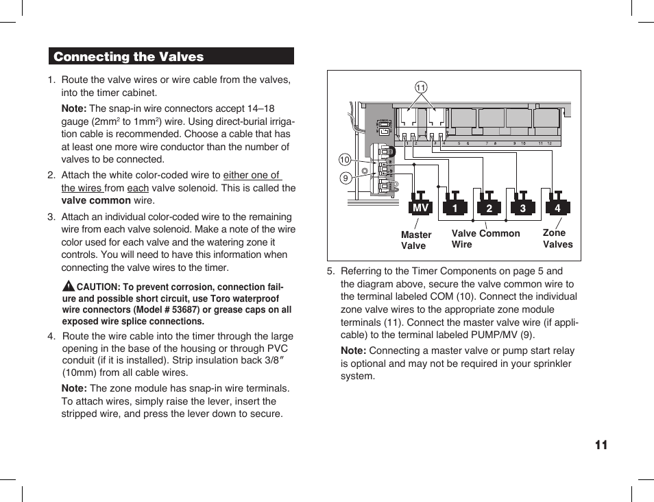 Connecting the valves | Toro Sprinkler Timer with Computer Programming Option ECXTRA User Manual | Page 13 / 44