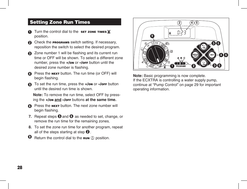 Setting zone run times | Toro Sprinkler Timer with Computer Programming Option ECXTRA User Manual | Page 30 / 44