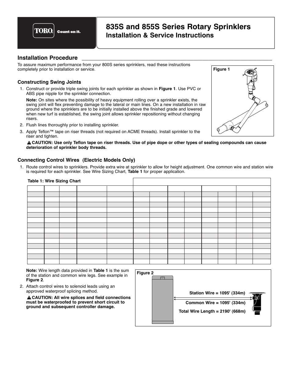 Toro 835S User Manual | 9 pages