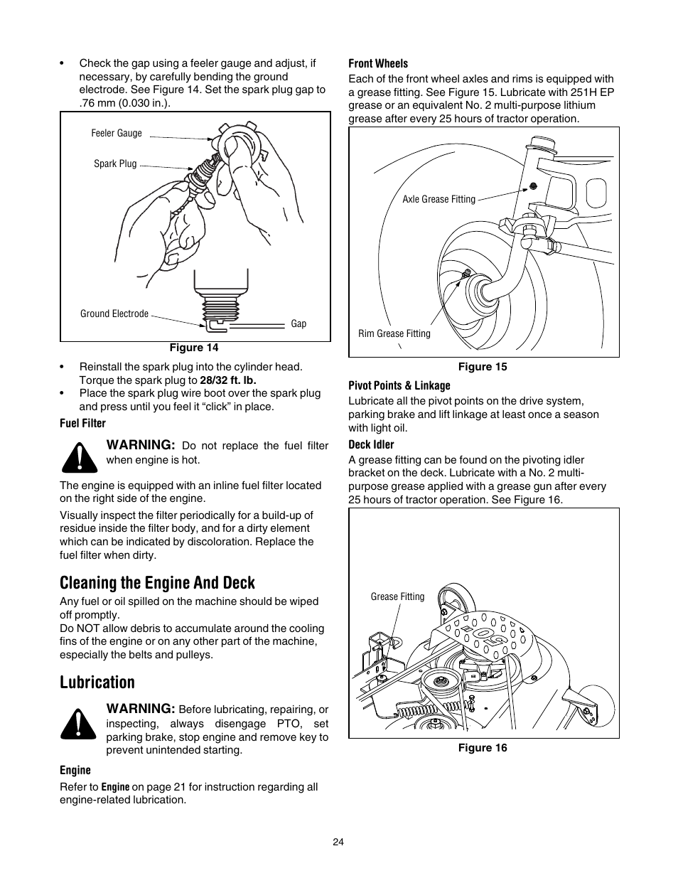 Cleaning the engine and deck, Lubrication | Toro LX500 User Manual | Page 24 / 36