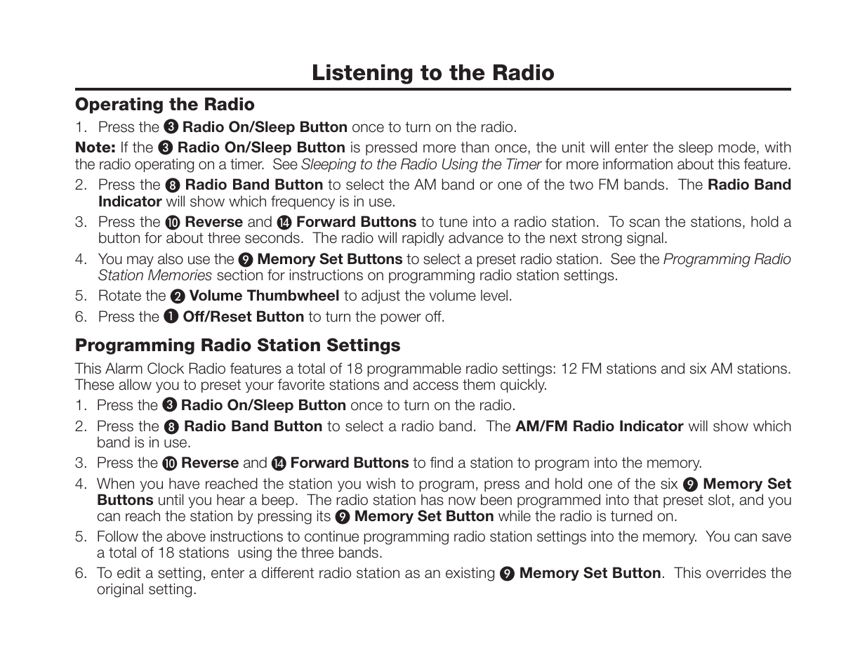 Listening to the radio | TIMEX Weather Products T311 User Manual | Page 10 / 12