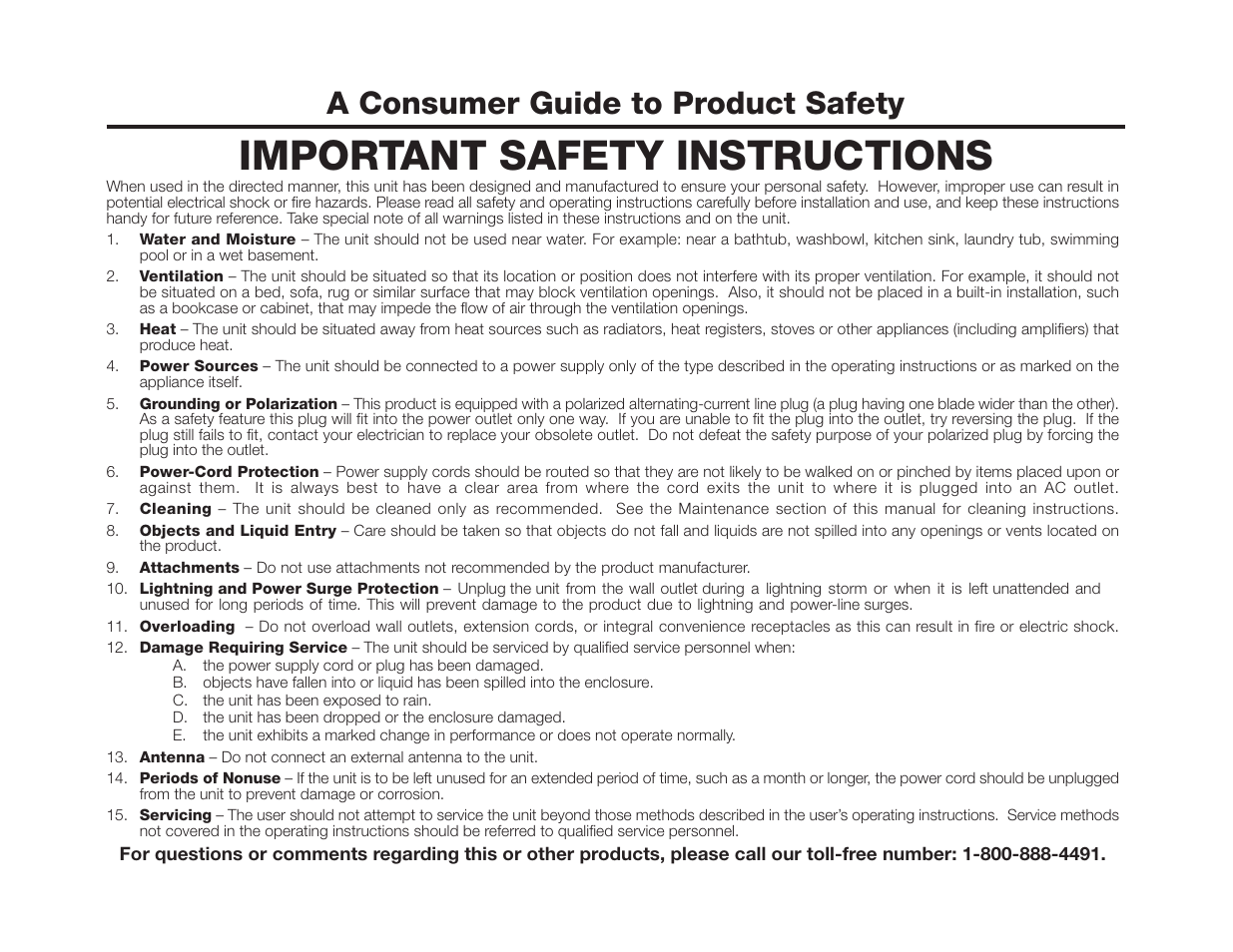 Important safety instructions, A consumer guide to product safety | TIMEX Weather Products T311 User Manual | Page 3 / 12