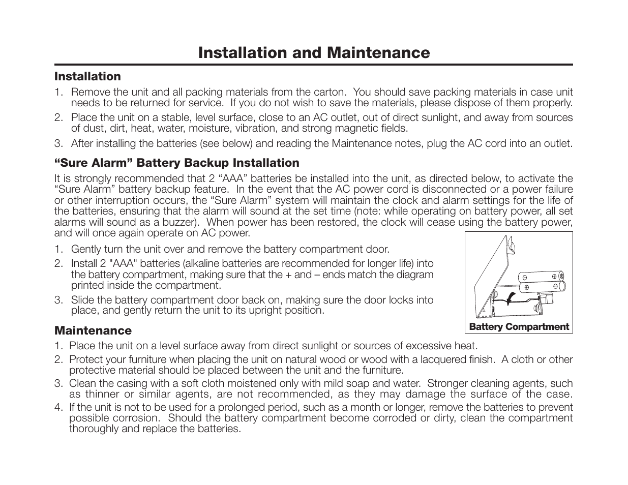 Installation and maintenance | TIMEX Weather Products T311 User Manual | Page 4 / 12